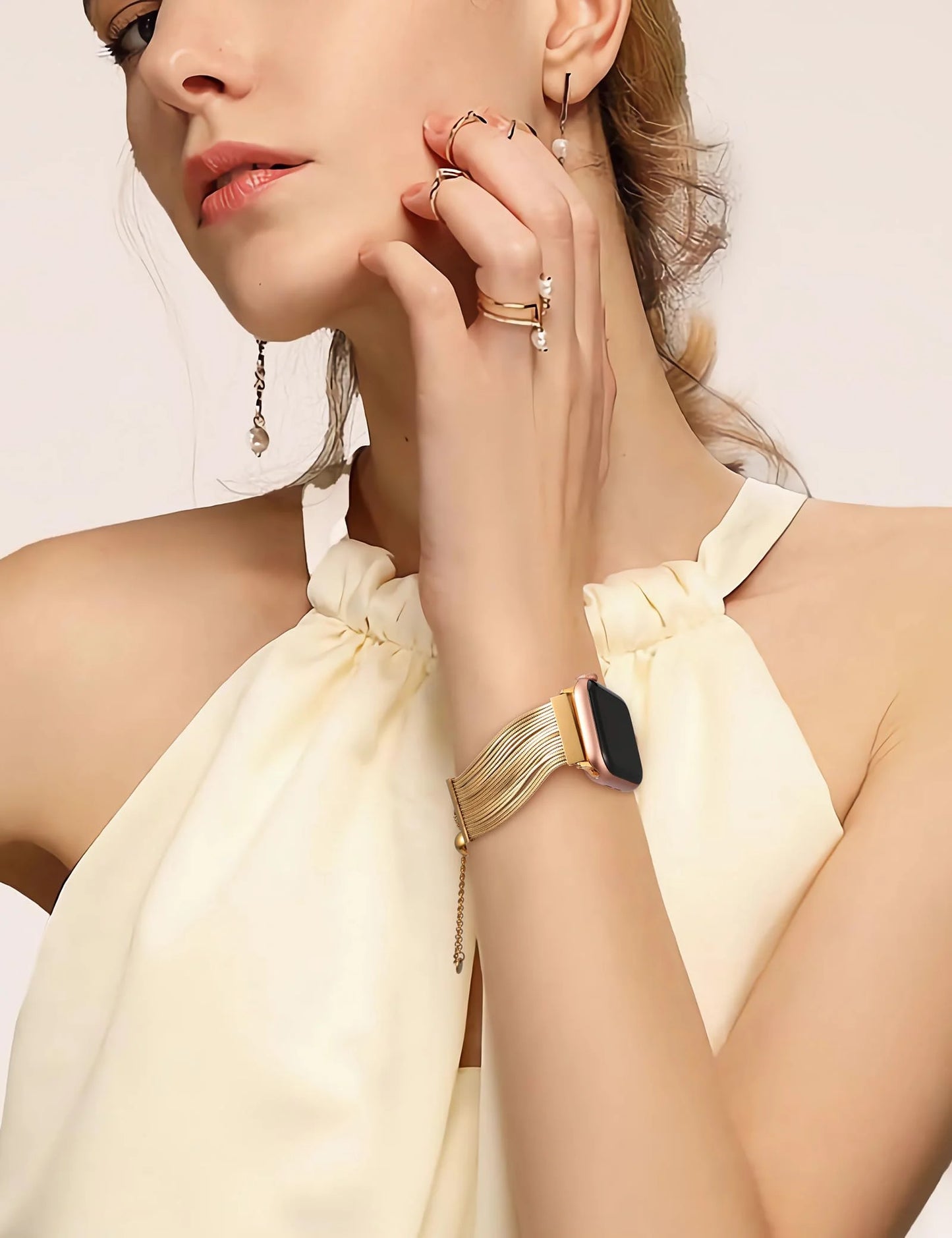 Compatible with Apple Watch Band Women 38Mm 40Mm 41Mm 44Mm 42Mm 45Mm 49Mm, Dressy Stainless Steel Tassel Strap Metal Chain Bracelet for Iwatch Bands Ultra SE Series 9 8 7 6 5 4 3 2 1