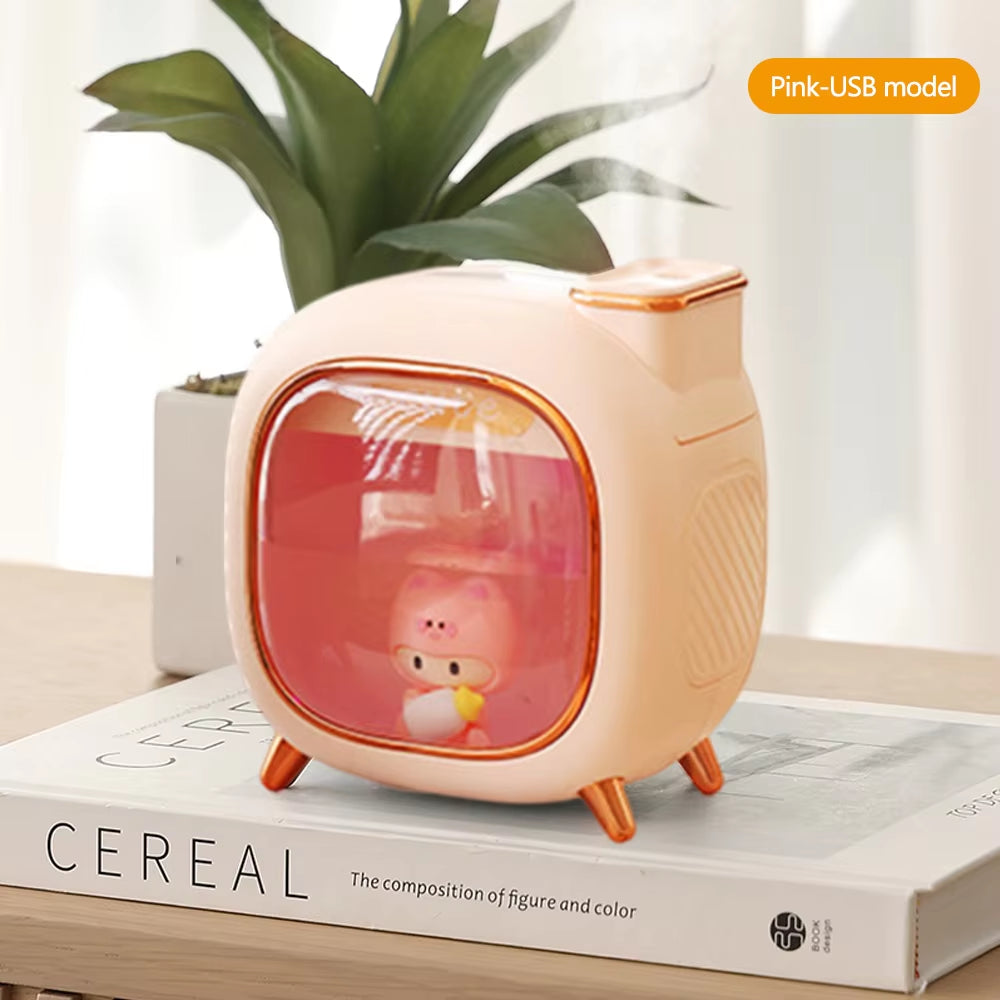 Ultrasonic 500ML Aroma Essential Oil Diffuser with Double Spray and Colorful LED Lights - Cartoon Design Humidifier