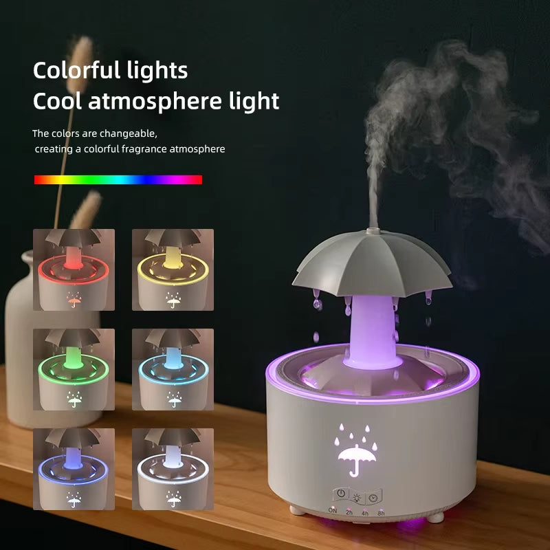 Creative Umbrella Water Drop Air Humidifier and Aromatherapy Diffuser with Colorful Lighting