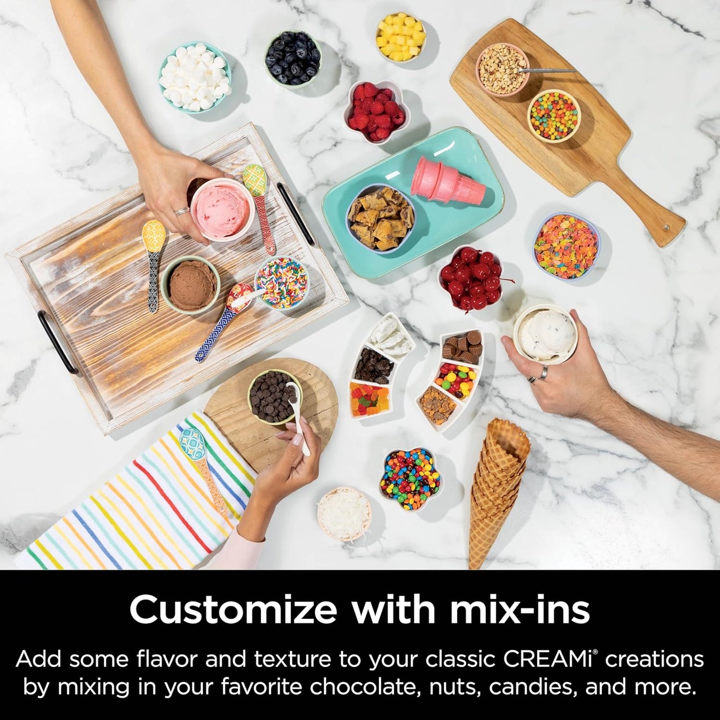 Creami Swirl Ice Cream and Soft Serve Maker, Sorbet, Milkshake, Frozen Yogurt, Low Calories Program & More, 13-In-1, Soft Serve Handle & (2) Creami Swirl 16Oz Pints, for Kids & ALL Ages, NC701C