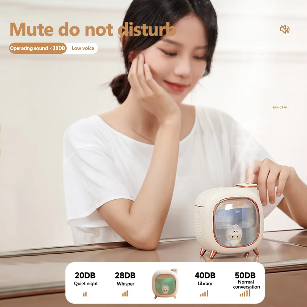 Ultrasonic 500ML Aroma Essential Oil Diffuser with Double Spray and Colorful LED Lights - Cartoon Design Humidifier