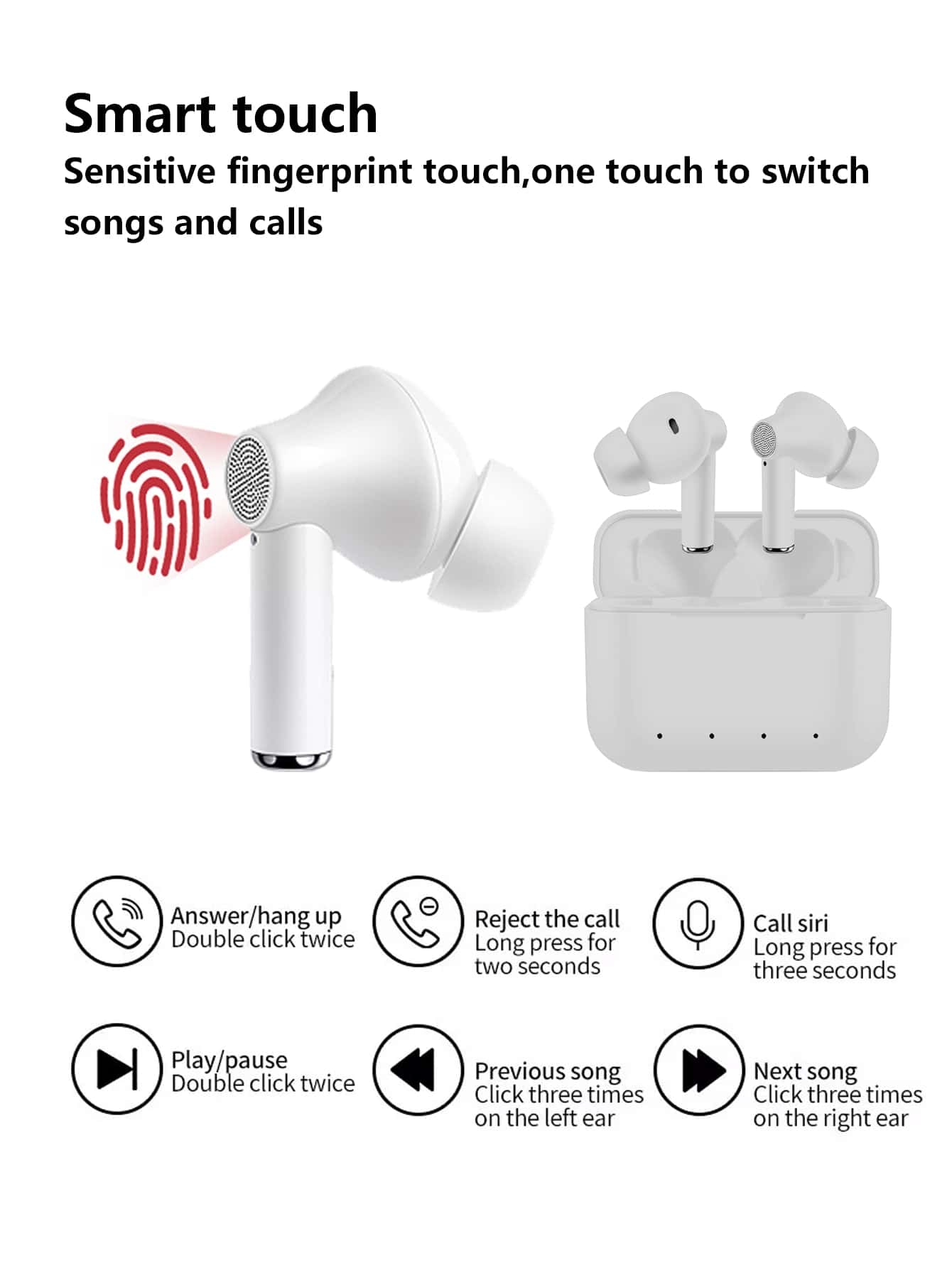Half-Ear Design Waterproof Sweat Proof Touch Control Sports Gaming Wireless Earphone