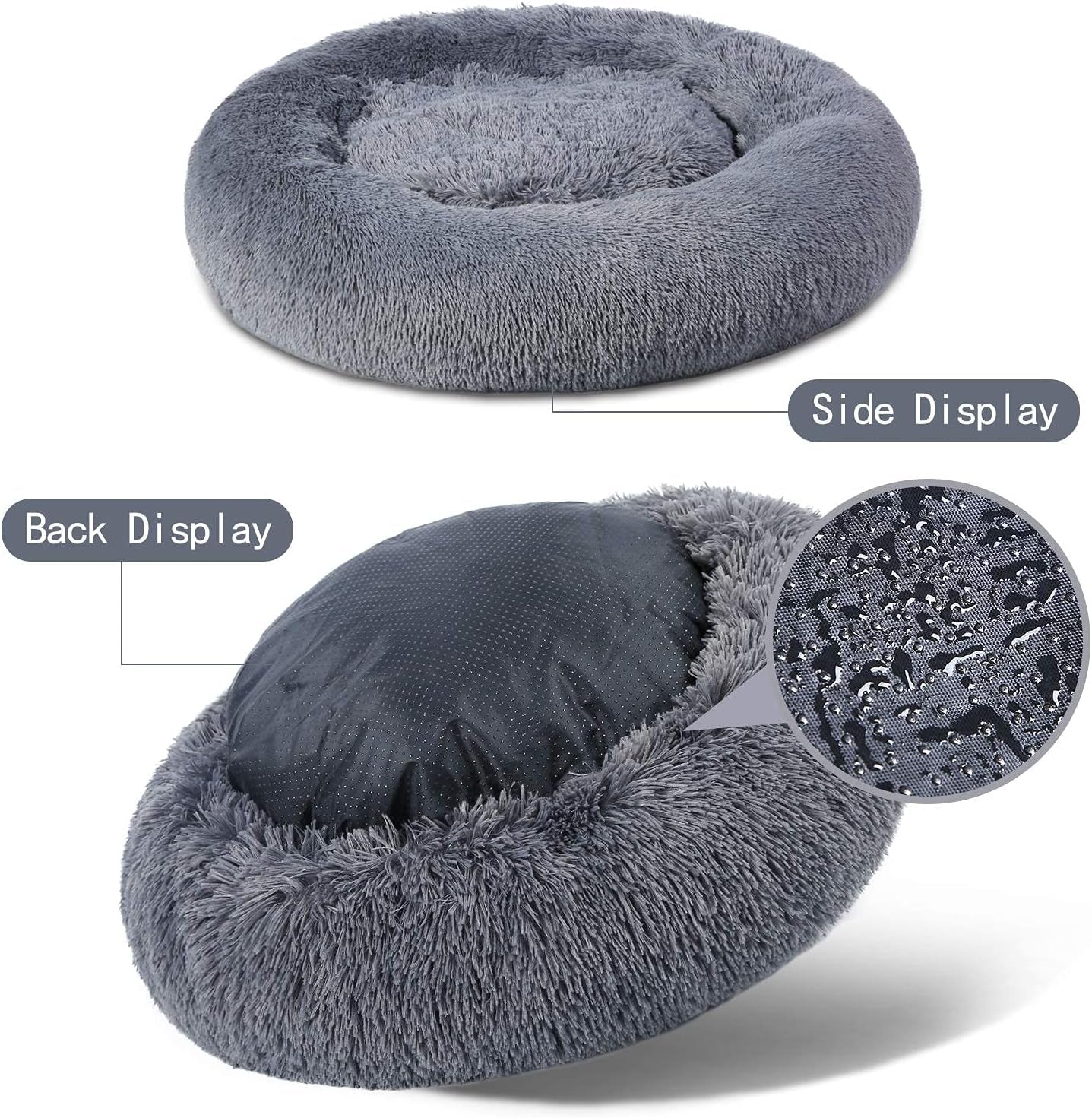 Cat Bed for Indoor Cats,Soft Fluffy Plush Pet Cushion Bed, Anti-Anxiety Calming Dog Donut Cuddler Bed, Self-Warming round Pet Bed for Puppy Small Dogs and Cats