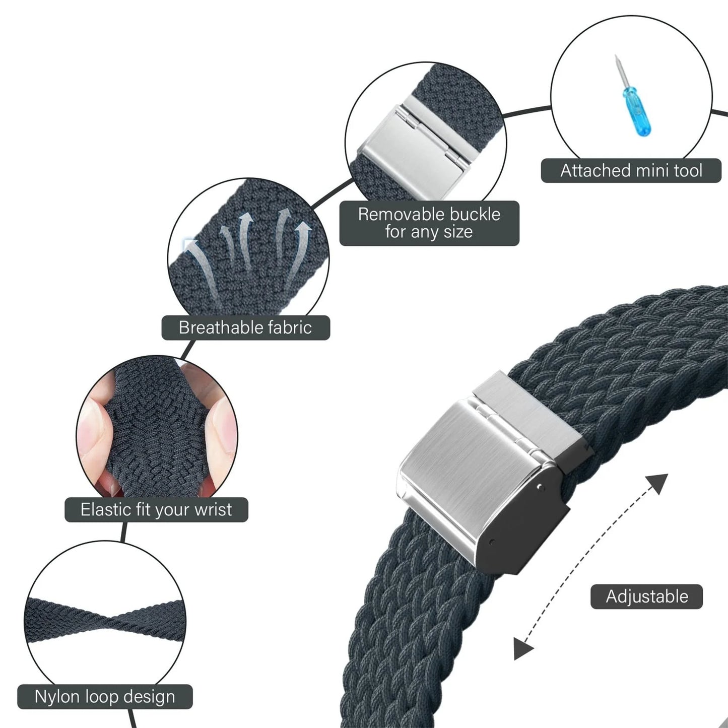 Stretchy Braided Loop Compatible with Apple Watch Bands 44Mm 40Mm 41Mm 45Mm 38Mm 42Mm 49Mm Women Men, Solace Elastics Stretch Nylon Sport Strap Wristband for Iwatch Bands Series 9 8 7 6 5 4 3 2 1 SE