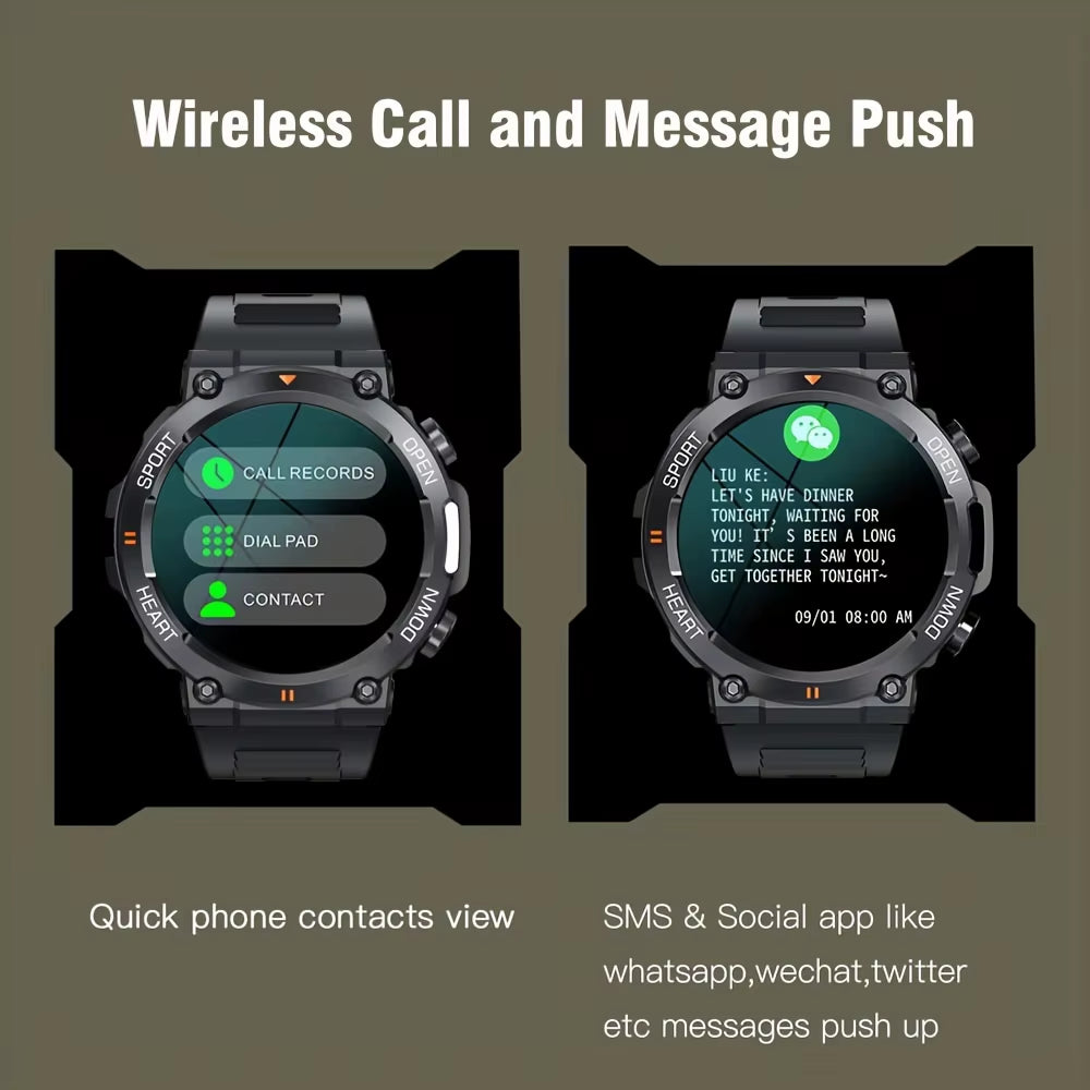 K56Pro Men's Smart Watch with Heart Rate Monitor, Bluetooth Connectivity, 400mAh Long Battery Life, 1.39-Inch HD Display for Outdoor Activities