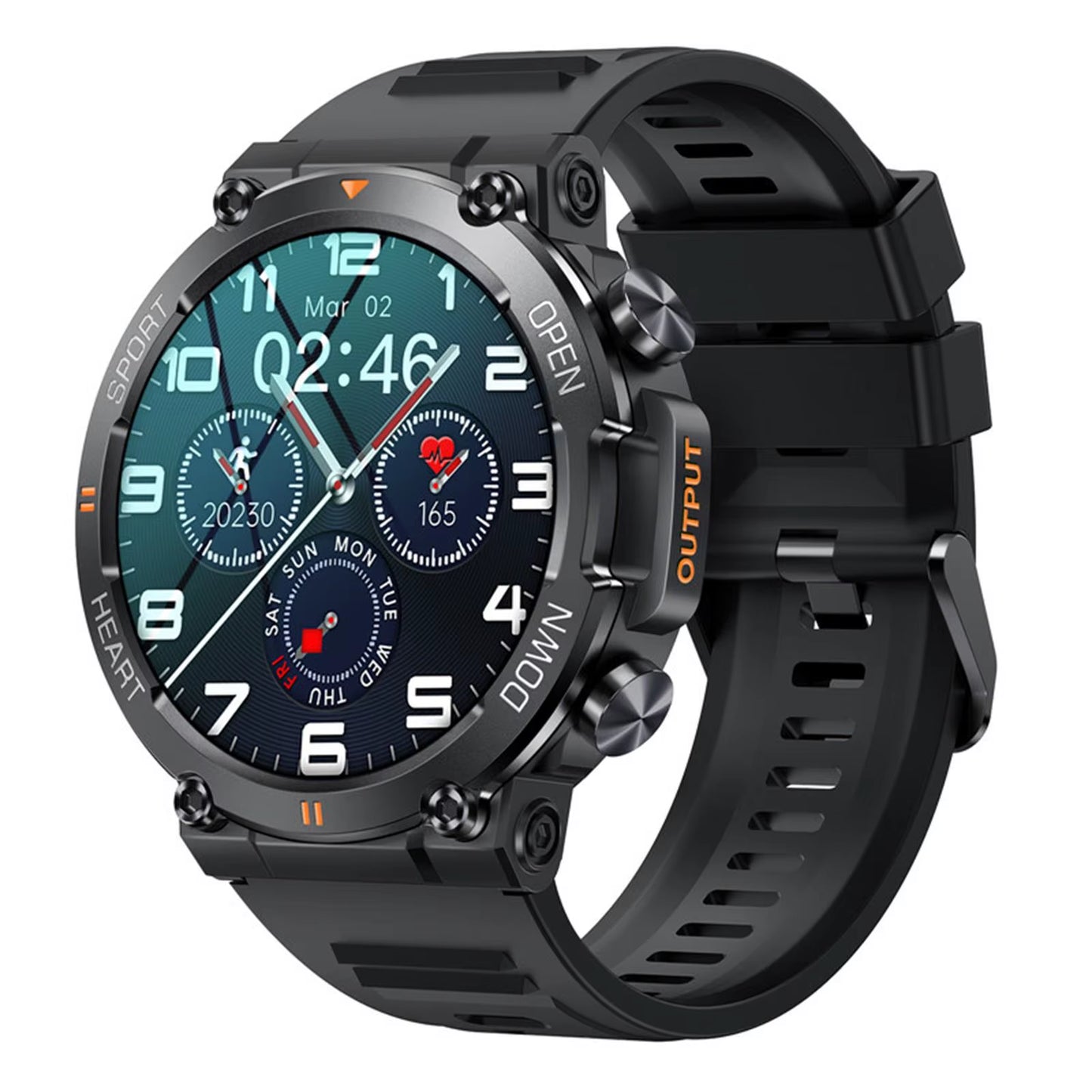 K56Pro Men's Smart Watch with Heart Rate Monitor, Bluetooth Connectivity, 400mAh Long Battery Life, 1.39-Inch HD Display for Outdoor Activities