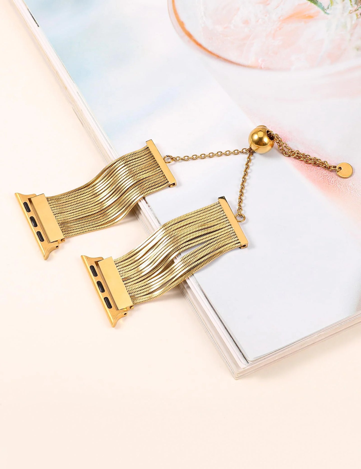 Compatible with Apple Watch Band Women 38Mm 40Mm 41Mm 44Mm 42Mm 45Mm 49Mm, Dressy Stainless Steel Tassel Strap Metal Chain Bracelet for Iwatch Bands Ultra SE Series 9 8 7 6 5 4 3 2 1