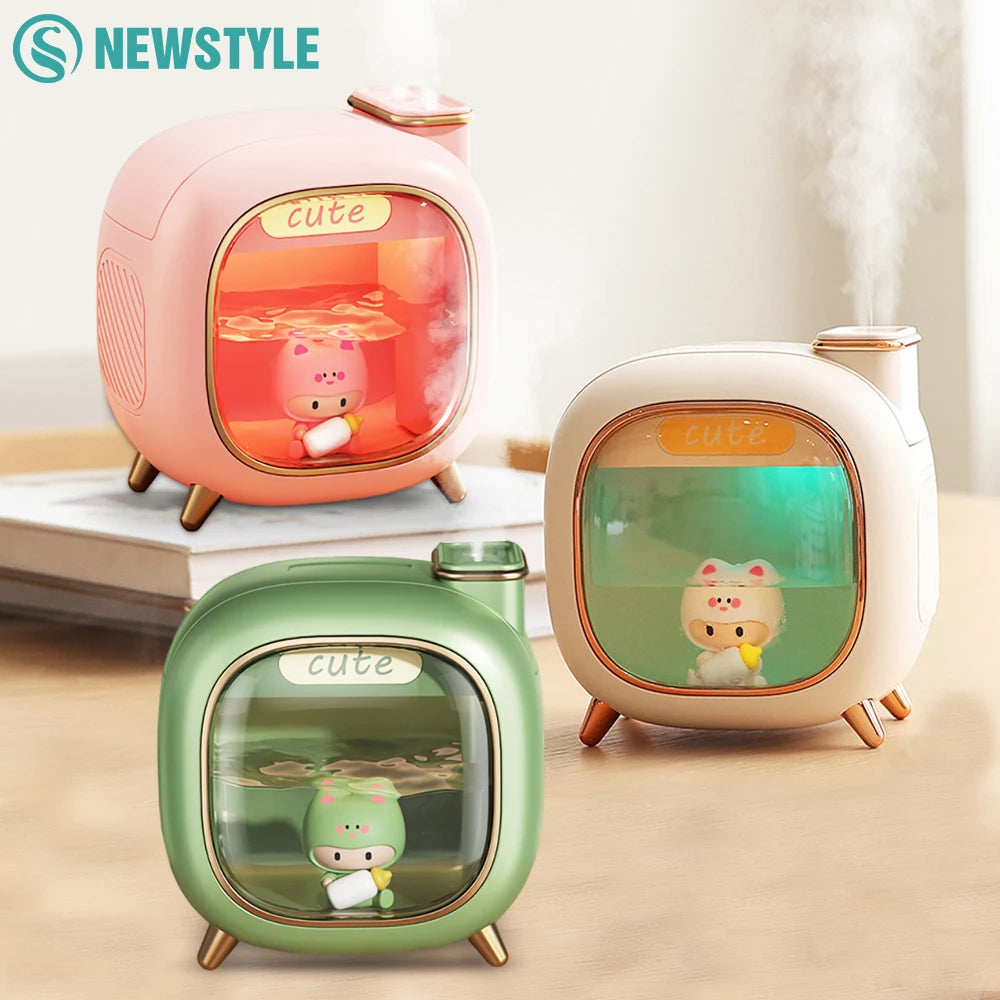 Ultrasonic 500ML Aroma Essential Oil Diffuser with Double Spray and Colorful LED Lights - Cartoon Design Humidifier