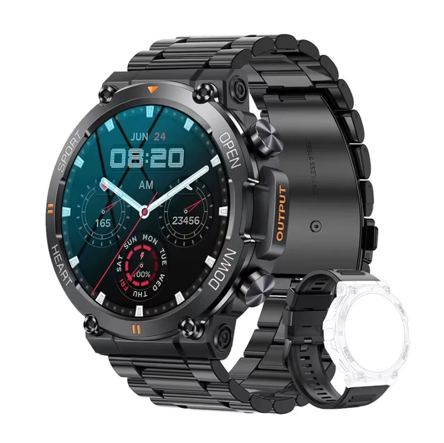 K56Pro Men's Smart Watch with Heart Rate Monitor, Bluetooth Connectivity, 400mAh Long Battery Life, 1.39-Inch HD Display for Outdoor Activities