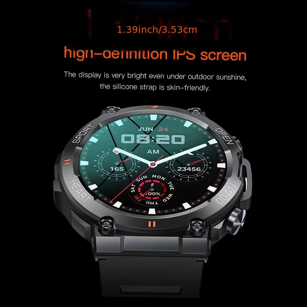 K56Pro Men's Smart Watch with Heart Rate Monitor, Bluetooth Connectivity, 400mAh Long Battery Life, 1.39-Inch HD Display for Outdoor Activities