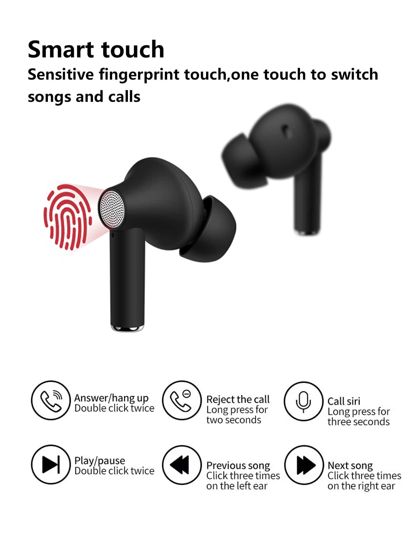 Half-Ear Design Waterproof Sweat Proof Touch Control Sports Gaming Wireless Earphone