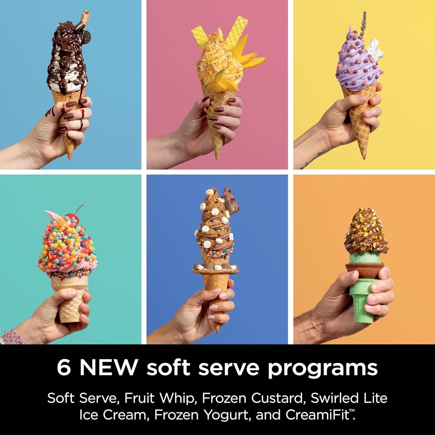 Creami Swirl Ice Cream and Soft Serve Maker, Sorbet, Milkshake, Frozen Yogurt, Low Calories Program & More, 13-In-1, Soft Serve Handle & (2) Creami Swirl 16Oz Pints, for Kids & ALL Ages, NC701C