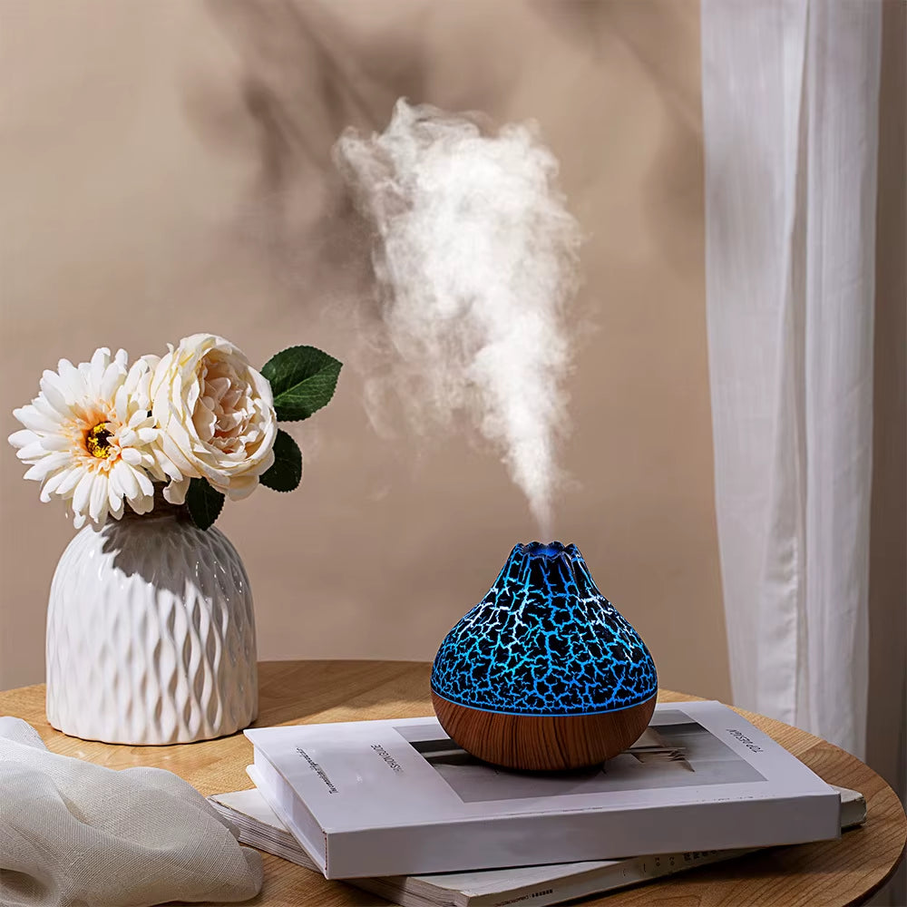 1Pc 300ML USB Air Humidifier Small Volcano Humidifier with Colorful Night Lights, Simulation Colorful Flame Humidifier