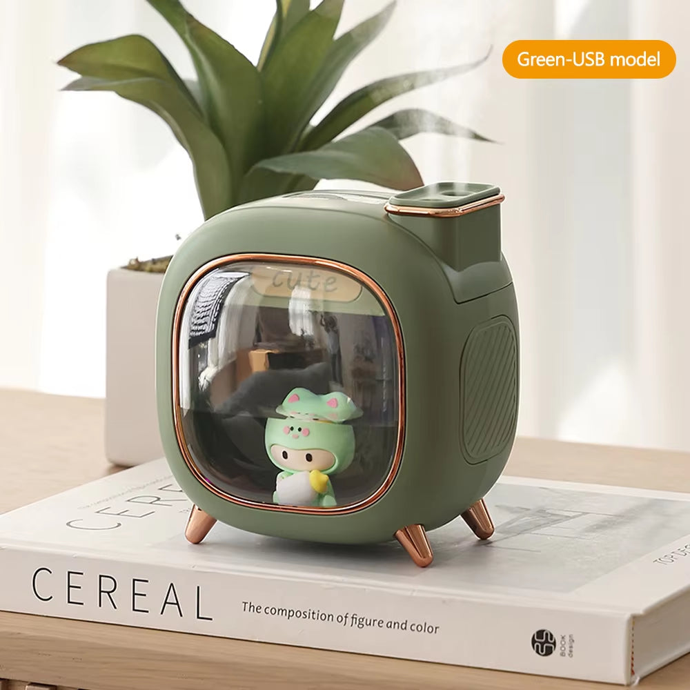 Ultrasonic 500ML Aroma Essential Oil Diffuser with Double Spray and Colorful LED Lights - Cartoon Design Humidifier