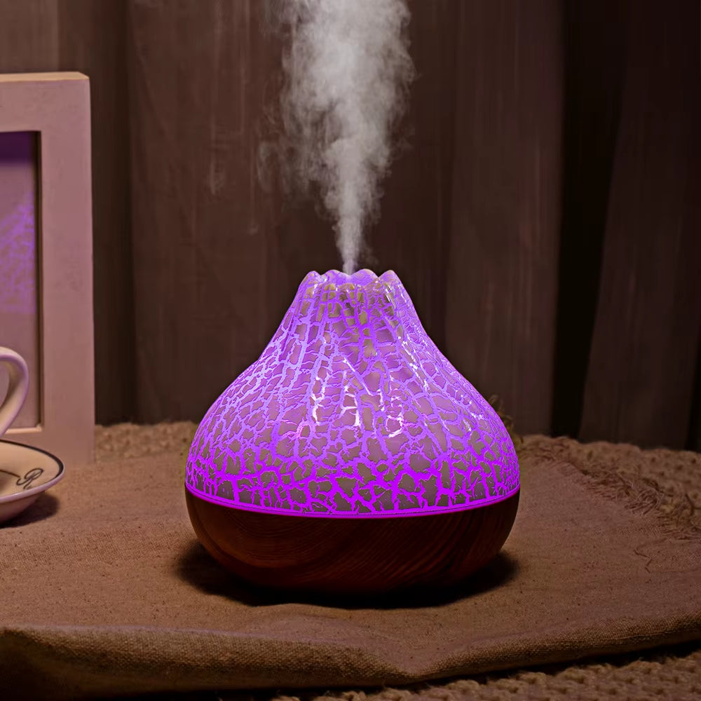 1Pc 300ML USB Air Humidifier Small Volcano Humidifier with Colorful Night Lights, Simulation Colorful Flame Humidifier