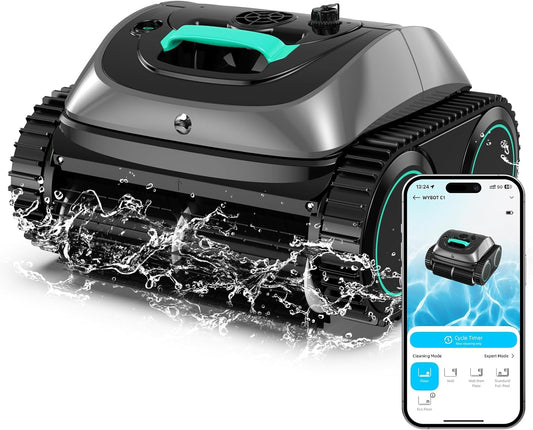 (2025 Upgrade)  C1 Pool Robot Vacuum for Inground Pools, 4-In-1 Cordless Robotic Pool Cleaner Lasts 150Min, Triple-Motor up to 1,614 Sq.Ft, Smart APP Support, Auto Wall & Waterline Cleaning