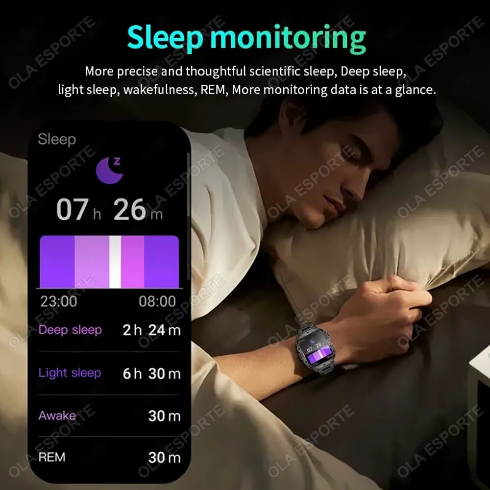Men's Smartwatch with Flashlight, Bluetooth Calling, Fitness Tracking, IP68 Waterproof, Compatible with Xiaomi and Android - 2024 Model